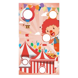 Carnival Toss Game Banner, Circus Clown Pattern Backyard Throwing Game Banner for Kids Portable Bean Bag Toss Game Banner for Indoor Outdoor Party Thanksgiving Festival Supplies (Style 1)