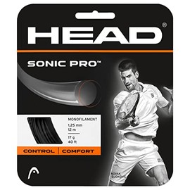 HEAD Sonic Pro Tennis Racket String 40' Set - 17 Gauge Monofilament Racquet String, Black