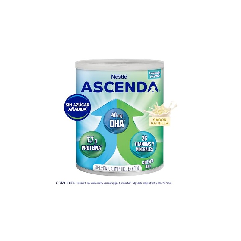 ASCENDA Suplemento Alimenticio Sabor Vainilla Lata de 900g