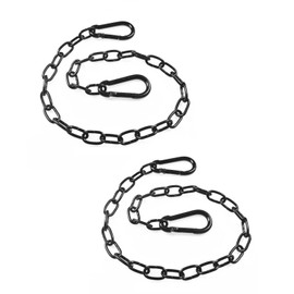 Asheyya 2PCS Stainless Steel Chain, 20 Inch Gate Chain Lock with Both-Ended. Security Door Chain Link for Outdoor Fences, Pet Cages, Cow Corral Supplies(Black)