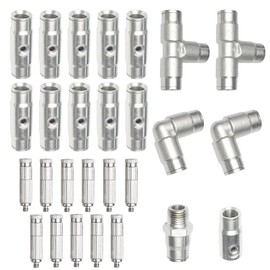 High-Performance Brass Patio Misting Kit – 11 Brass Anti-Drip Micro-Nozzles & 16 3/8″ Slip Connectors for High-Pressure Outdoor Cooling Misting (UNC 10/24, 0.012″ Precision Orifice, 280-1500 psi)