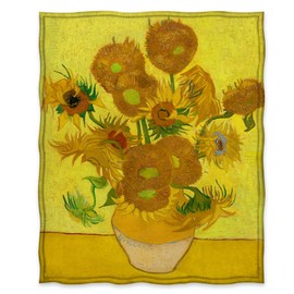 Jekeno Manta con estampado de girasol de Vincent Van Gogh, ultra suave y acogedora para cama, coche, decoración artística para oficina en casa, regalo para mujeres, niñas, familia, niños, para cumpleaños, Navidad, 50 x 60 pulgadas