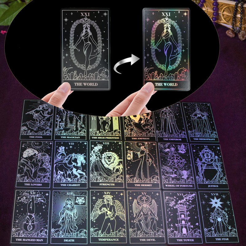 WJPC Silver Foil Edge Tarot Cards with Guide Book Set&Gift