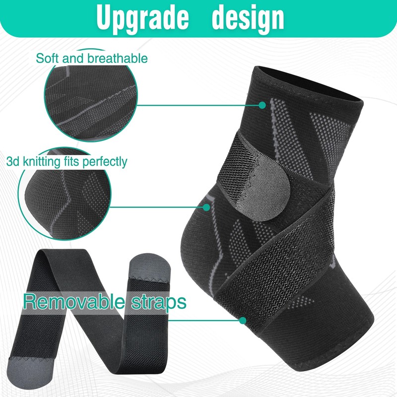 CYCLXY Ankle Brace and Compression Sleeves (Gray, Small)