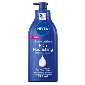 NIVEA Rich Nourishing Body Lotion (625ml), Moisturising Lotion with Almond Oil and Vitamin E, Provides 48h Deep Moisture for Smooth, Healthy-Looking Skin
