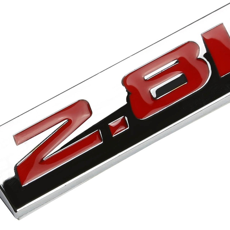 Auto Dynasty Chrome Finish Metal Emblem 2.8L Badge (Red Letter)