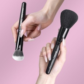 M7 Powder Blush and Buffing Makeup Brushes, Set of 2, Black