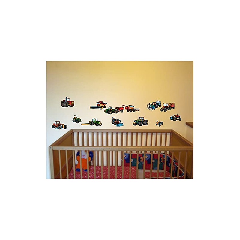 13–Piece Car Set-Tractor And Combine Harvester Farm Truck Wall Sticker