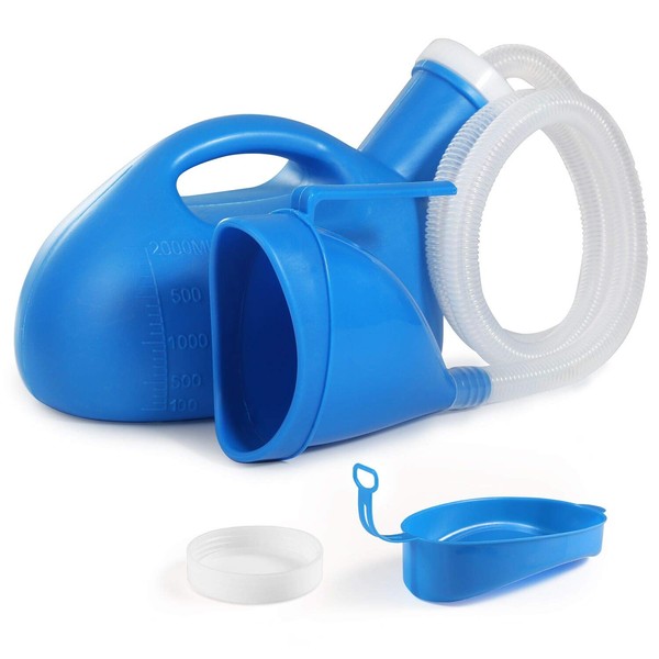 ONEDONE Urinal for Men Female Urinal Unisex Portable Pee Bottle 2000 ML for Hospital Home Camping Car Travel (blue-unisex)