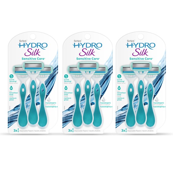 Schick Hydro Silk Sensitive Care Disposable Razors for Women - 9 Count