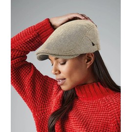 DIYDECAL Mens Linen Flat Ivy Mesh Newsboy Caps, Classic Driving Beret Hat for Women Khaki