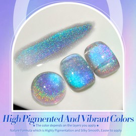 Born Pretty Magnetic Gel Nail Polish Red Cat Magnetic Eye Gel Polish Holographic Cats Shiny Glitter Nail Gel for Salon Home DIY Manicure Use