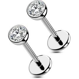 OUFER 2Pcs Stud Nose Ring, G23 Solid Titanium 20G Threadless Cute Nose Studs, Flat Back Nose Piercings for Women Men-8MM