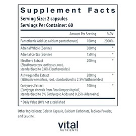Vital Nutrients Adrenal Support - Adrenal Support Supplements for Gland Function and Cortisol Management - Supports Energy and Stress Levels - Gluten,