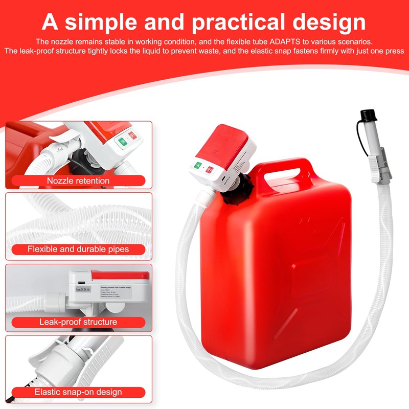 Saker Sakerplus Transfer Pump, Portable 3.2GPM Battery&USB-Powered with 51" Hose