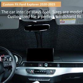 5 Layers Thick Car Windshield Sun Shade for Ford Explorer SUV 2020-2024 2025 - Front Window Sunshade Sun Visor Accessories - Protector Vehicle Reflect UV Sun and Heat