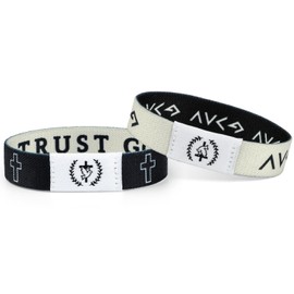 Pinsit Bible Verse Bracelets, 2PCS Christian Bracelets, Elastic Jesus Bracelet with NFC Scan for Women Men Teens Gifts