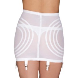 Rago Style 1359 | Open Bottom Girdle Firm Control | XS–8X | Made in USA | Waist, Hip & Tummy Shaper | Six Garters | White/L/30