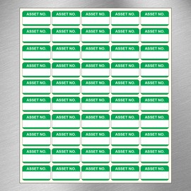 Asset Number Quality Control Labels- 50 Stickers 38mm x 22mm Green