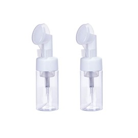 2 Pcs Empty Clear Plastic Foam Dispenser Bottle Refillable Foaming Bottles Soap Dispenser Pump Bottles with Gel Head Wash Brush for Cleaning Travel Shampoo 100ml