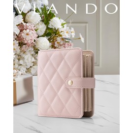 Vlando Travel Jewelry Organizer Case,Travel Gifts for Women,Portable Jewelry Storage Book Ring Binder with Clear Zipper Velvet Jewelry Pouch Bag-Pink