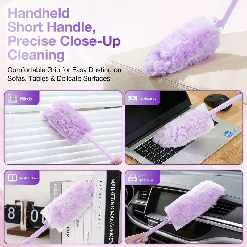 10 Pack Disposable Duster with 1 Handle,Thickened & Dense Fiber