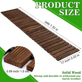 Landical 24ft Wooden Garden Pathway with Non Slip Surface Roll Out Boardwalk Walkways Road Floor Pathway Rustic Path Decorative Patio Pavers for Outdoor Garden Beach Wedding Party(Brown)