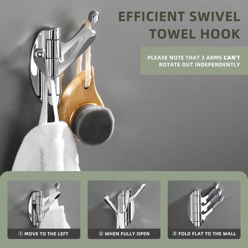 Angle Simple Folding Coat Towel Hook, Metal Robe Hook, Bathroom