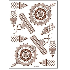 ALLY-MAGIC 5pcs Brown Red Temporary Tattoos for Woman Girls Y10-MTLHWST