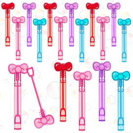 24 Pcs Bow Mini Bubble Wands Cute Kitty Party Favors Kawaii Pink Bow Bubbles Sticks Wands for Cartoon Cat Kitten Theme Birthday Party Supplies, Goodie Gift Bag, Classroom Prizes, Outdoor Activity