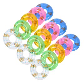 ULTECHNOVO 15pcs Mini Inflatable Swim Rings with Cartoon Duck Patterns Bright Pool Decorations Easy to Carry House Ornaments for Safe Material for Fun Summer Activities