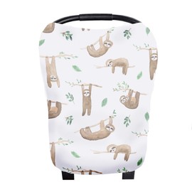 Baby Car Seat Cover Canopy and Nursing Cover Multi-Use Stretchy 5 in 1 Gift"Noah" by Copper Pearl