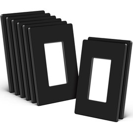 CML Black Decorator Screwless Wall Plate, 8 Pack Receptacle Outlet Cover, 1-Gang Hidden Screw Smooth Face Switch Plates, Standard Size 2.91”x4.68”, UL Listed