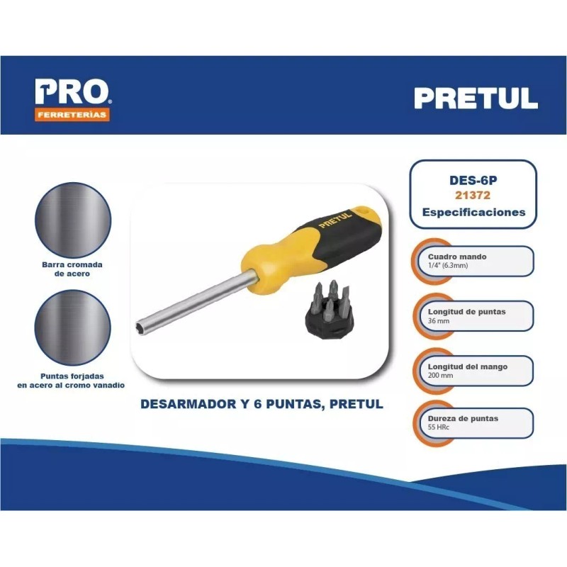 Pretul Desarmador De Puntas Intercambiables,6pz, Pretul 21372
