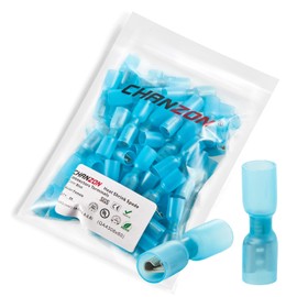 Chanzon UL Listed Heat Shrink Female Spade Wire Connectors 1/4" 16-14AWG Gauge Crimp Quick Disconnect Electrical Wiring Terminals 80pcs Blue Waterproof for Automotive Marine Home Projects Boat Car