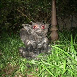 Gargiggles Father Boris Gargoyle Solar Light Up Eyed Garden and Home Decor Statue