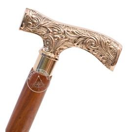 Humaira Nautical Antique Brass Walking Stick Deluxe Walking Cane Beautiful Brass Golden Handle Walking Featuring Solid Brass Handle Stick