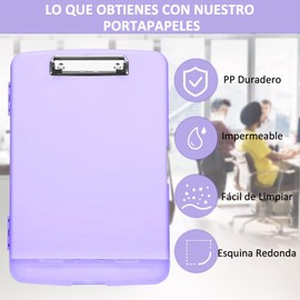 Portapapeles de Plastico con Almacenamiento, Portapapeles con Almacenamiento con Clip, Carpeta del Portapapeles, Apertura Lateral del Portapapeles, Portapapeles de Enfermería Portátil, Morad