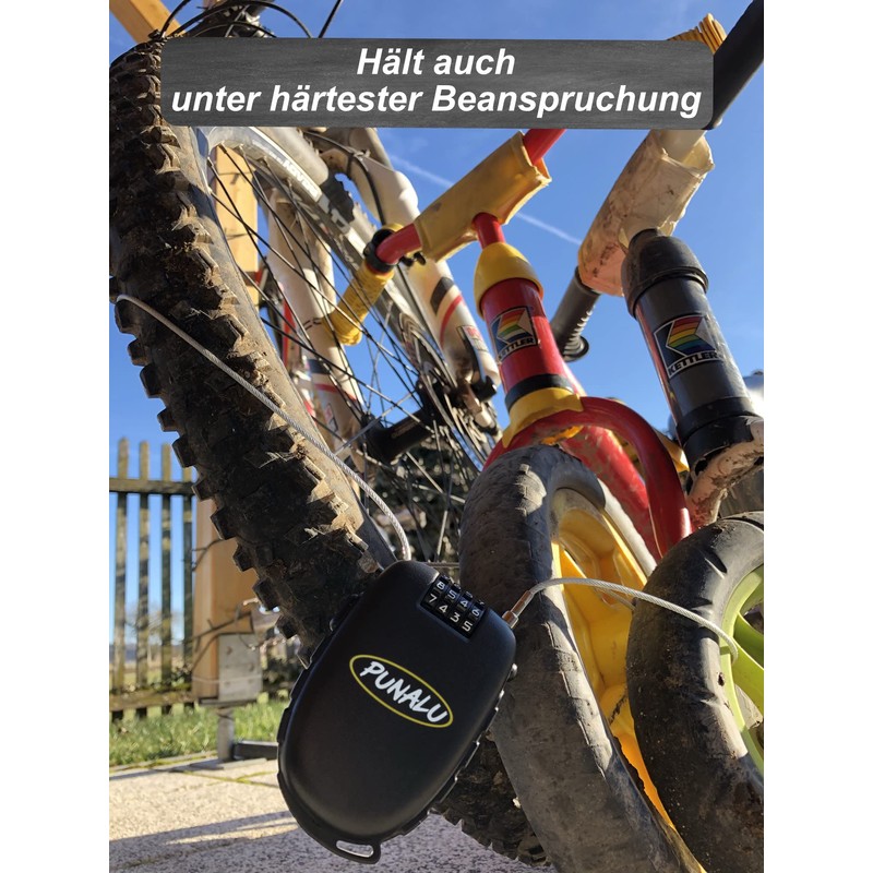 Punalu Compact, Lightweight Ski Lock, Bicycle Lock with 4-Digit Combination