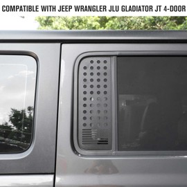 Jimen Compatible with 2018-2023 Jeep Wrangler JL JLU Gladiator JT 4-Door, 2PCS Left & Right Window Panels Cover Trim, American Flag