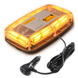 PKINGLAKE 72LED Roof Top Emergency Strobe Beacon Lights, 12-24V High Visibility Safety Warning Mini LED Strobe Light bar with Magnetic Base for Snow Plow, Trucks, Construction Vehicles (Amber/Amber)