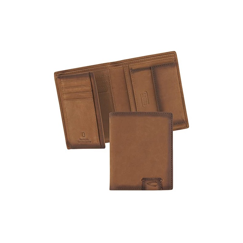 camel active Dallas Men's RFID Portrait Leather Wallet, Medium, cognac