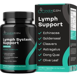 Herbal Lymph System Support Supplement - Lymphatic Support Complex with Echinacea Goldenseal Astragalus & Hydroxytyrosol for Lymphatic Drainage & Immune Support - Vegan Non-GMO Gluten Free (2 Month)