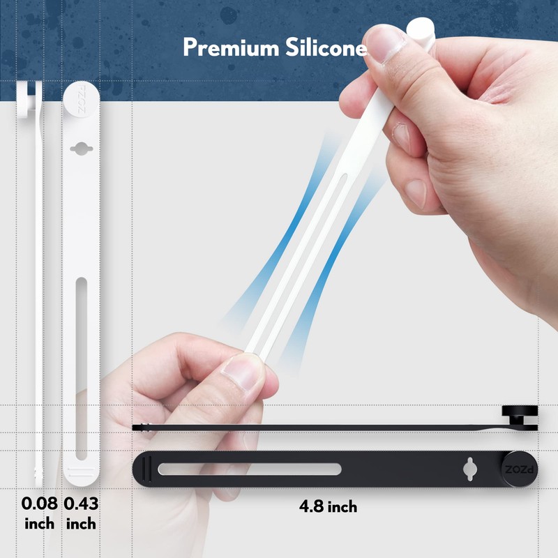 PZOZ (10 pcs) Reusable Cable Ties, Elastic Silicone Cord Organizer