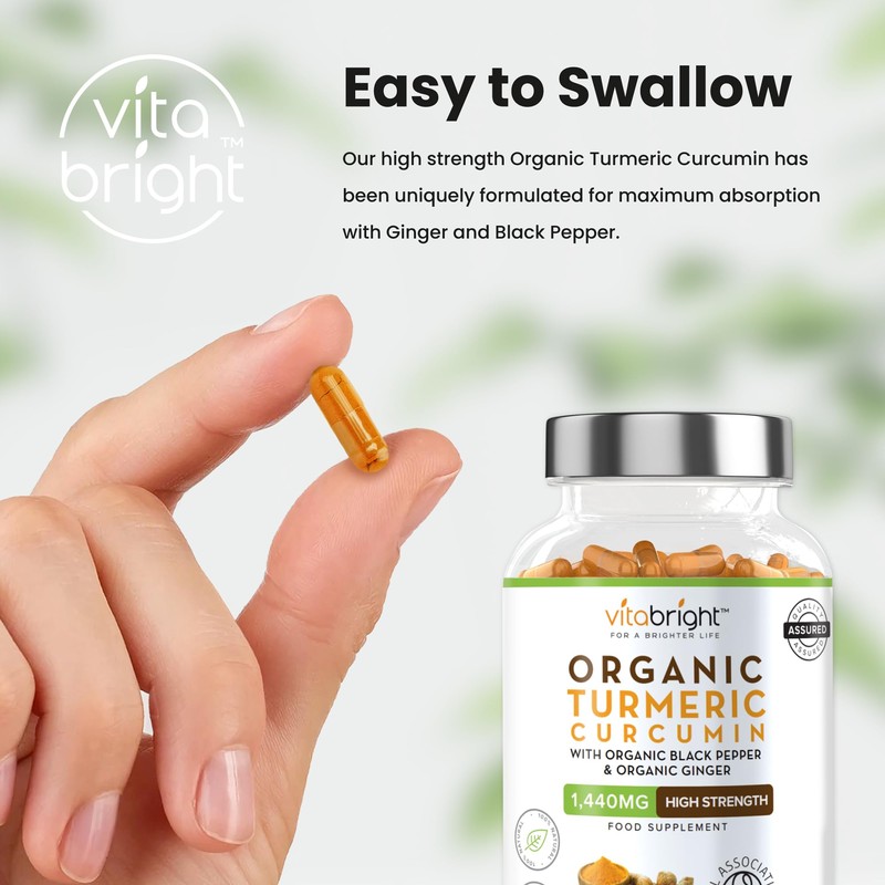 VitaBright High Strength Turmeric & Black Pepper Capsules 1440mg, 180