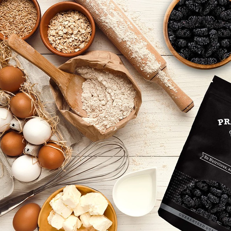 Mulberries, "FRESH" Dried Black - No sugar added, Delicious, Quality,