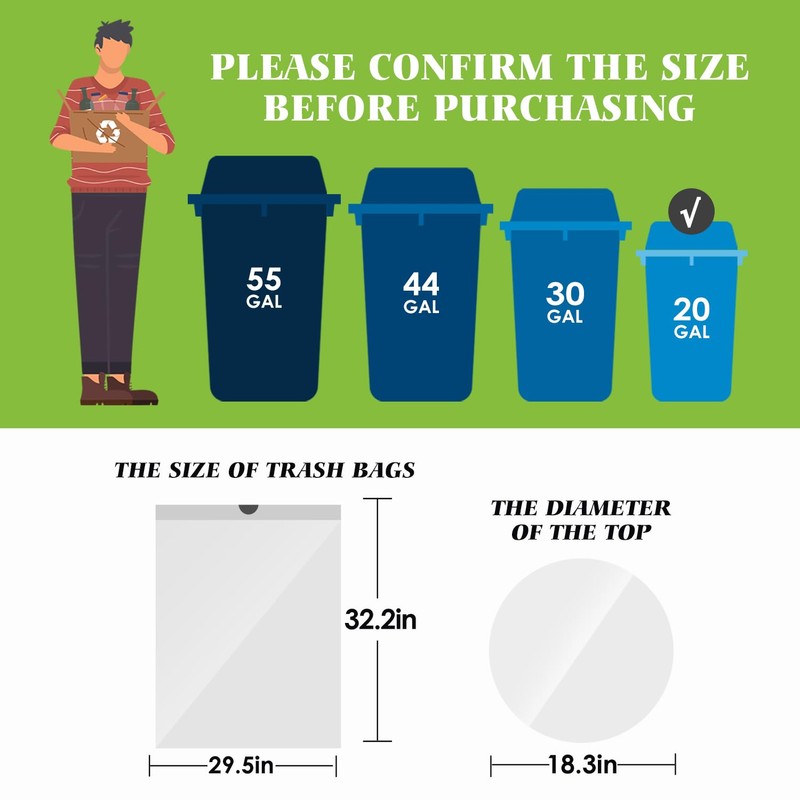 20 Gallon 120 Counts (fit 18-20 Gal) Large Drawstring Trash