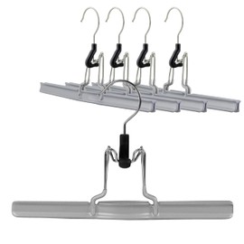Mawa by Reston Lloyd Non-Slip Space-Saving Clothes Hanger with Clamp For Pants & Skirts, Style M/26, Set of 5, Silver