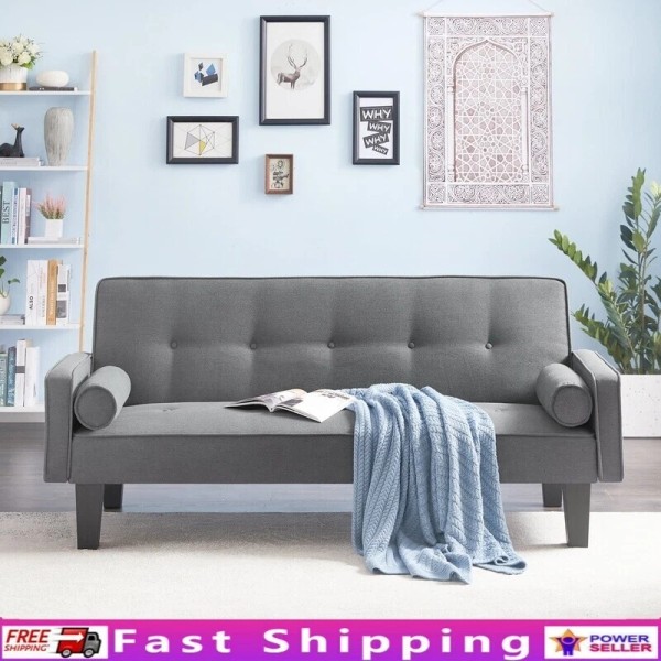 Unbranded Convertible Futon Sofa Bed W/ Removable Armrests Couch Small
