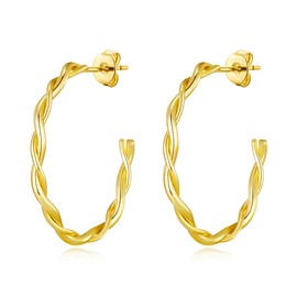 Philip Jones Gold Plated 30mm Twisted Hoop Earrings